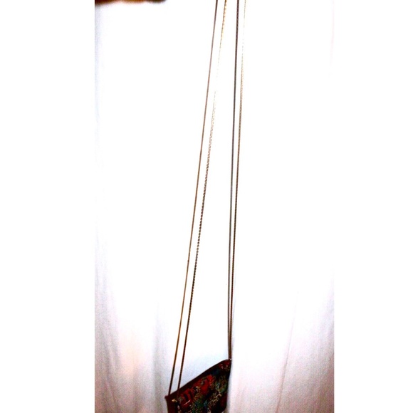 ***SOLD***Handmade Chinese Silk Asian Envelope Handbag w/56" Vendome Gold Chain - Picture 9 of 11